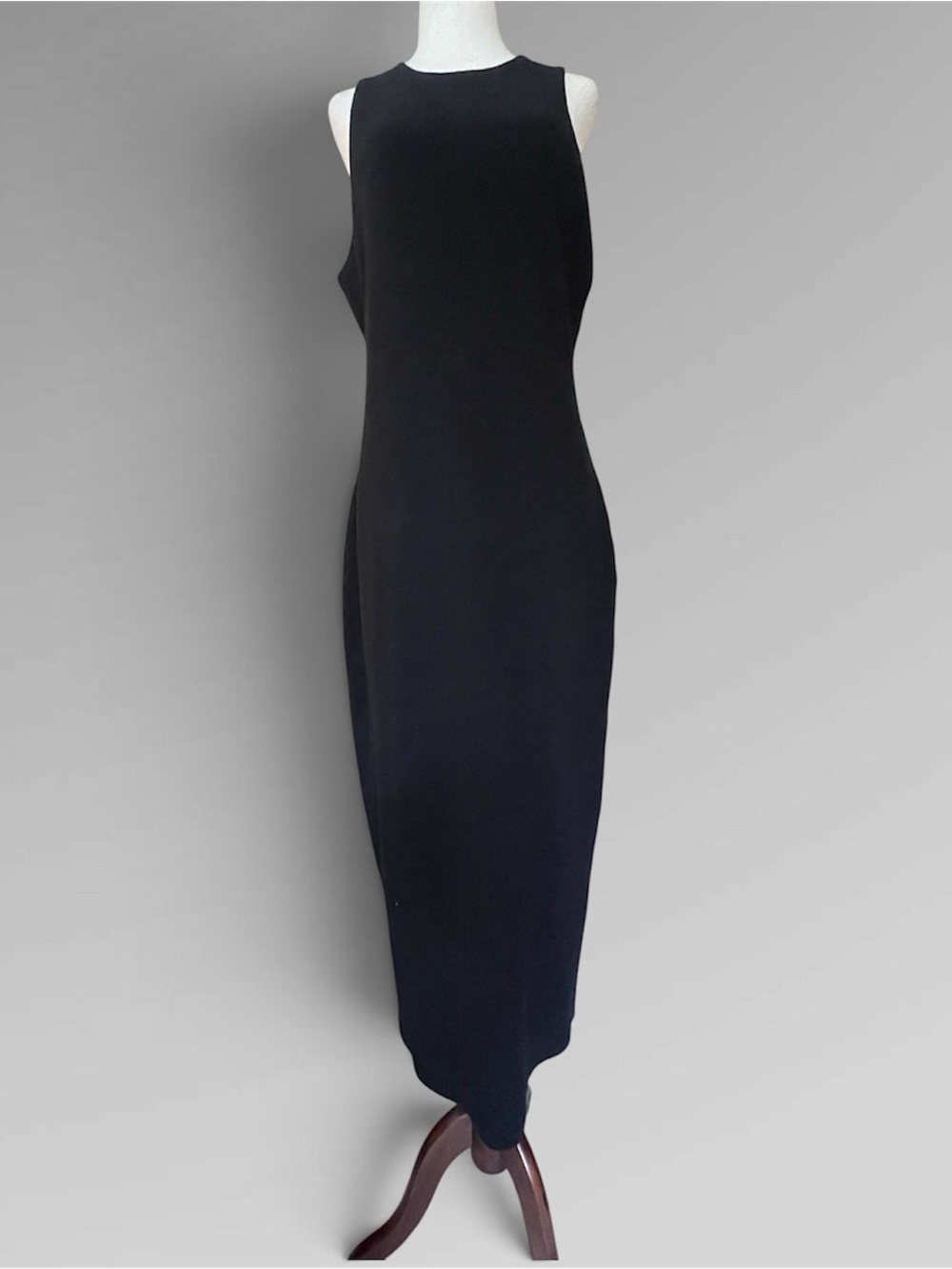 NWT Black Maxi Column Dress Substantial Stretch Knit Minimalist Express L